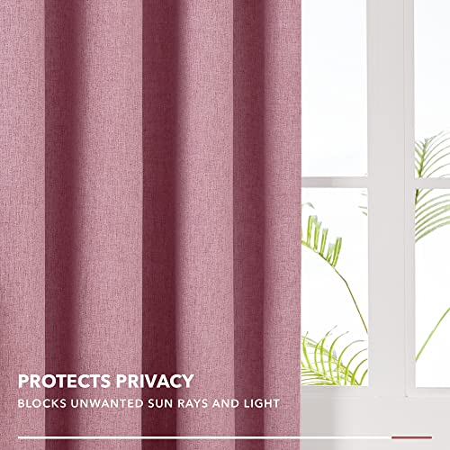 Deconovo Energy Saving 100% Blackout Curtains Eyelet Thermal Insulated Bedroom Pair Curtains Window Treatments for Kids with Coating Back Layer 52 x 72 Inch Pink 1 Pair - Image 3