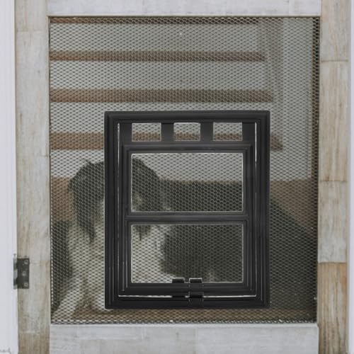 Chatière compacte Veemoon pour animaux avec trappe noire résistante d'intérieur - 4