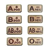 8 Pieces Blood Type Military Morale Patches Embroidery Patches Tactical Emblem Badges Appliques Embroidered Patches - Hook and Loop Fasteners Backing Patches