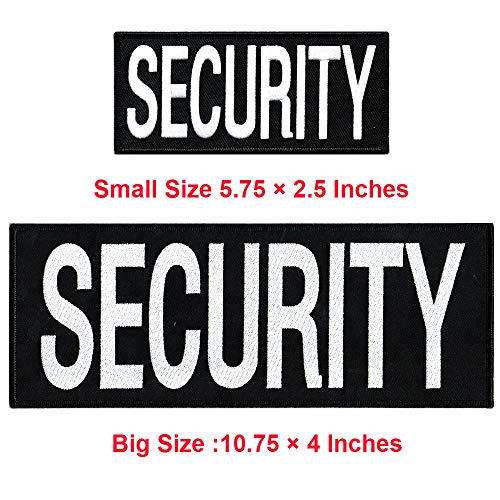 ZY Patch 2 Pieces Security Embroidered Patch for Uniforms Hook Backing(One Large One Small)