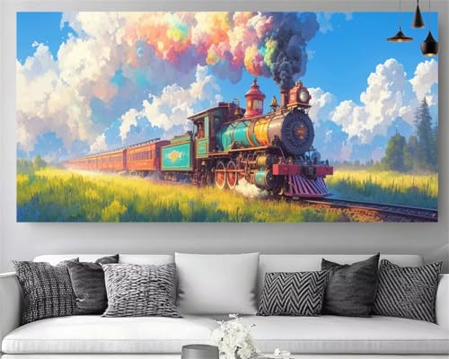 Peinture Diamant 5D Train Coloré pour une Décoration Maison Salon Lumineuse