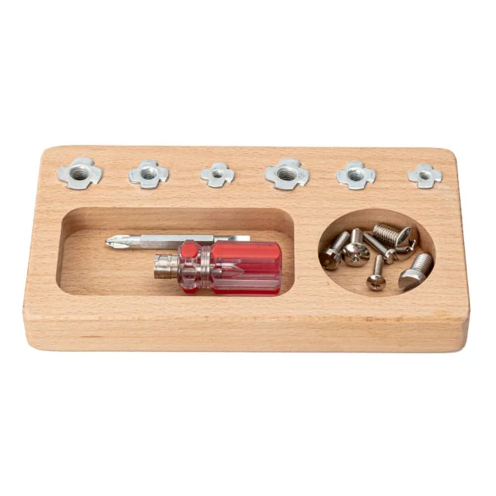 ttnmrc Montessori Screw Driver Board Set - Wooden Progressive Screw Board with Child-Safe Screwdriver, Nuts & Bolts