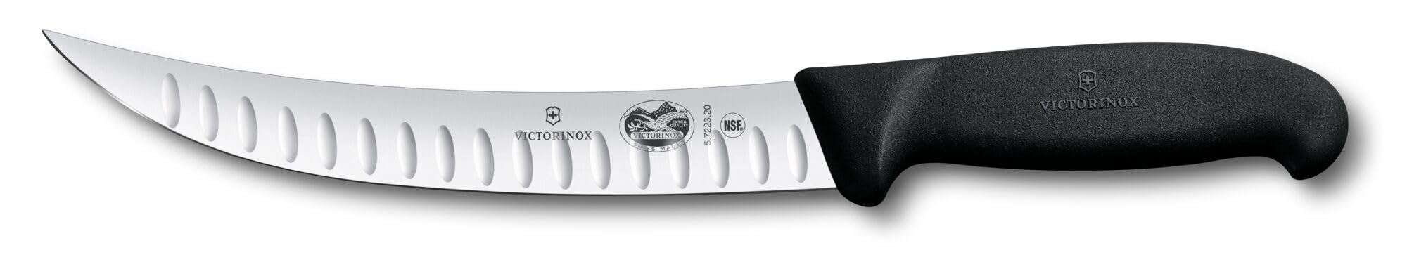 Victorinox Fibrox 6" Boning Knife, Straight Edge Wide Blade, Stiff, Granton Blade - Dishwasher Safe, Non-Slip Handle, Black