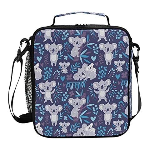 HMZXZ Cartoon Koala Flowers Lunch Bag Box for Women Teens Girls Cooler Insulated Lunch Bag Tote Freezable Shoulder Strap Waterproof Picnic Meal for School Office Work Cover