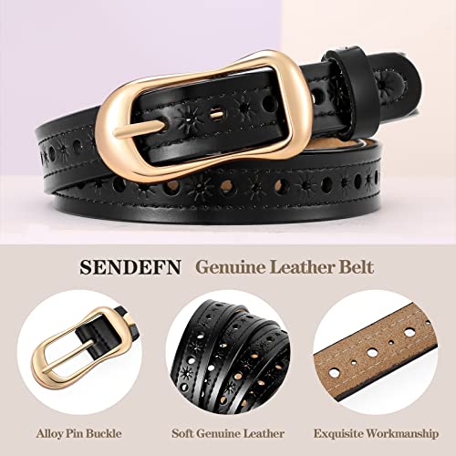 SENDEFN 2 Pack Women Leather Belts Girl Hollow Belt with Pin Buckle Waist Belt for Jeans Pants Dresses4