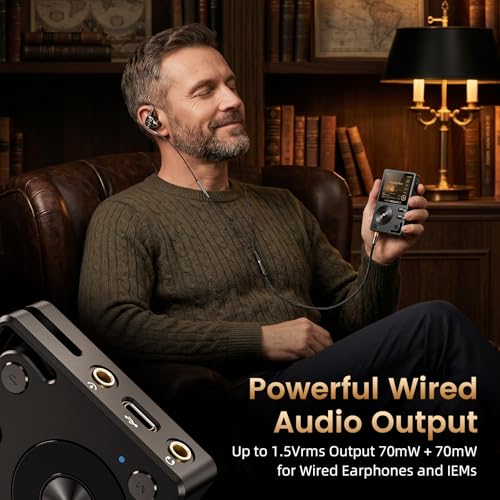 Image of HIFI WALKER H2, High Resolution MP3 Player with Bluetooth5.2, DSD DAC, HiFi Portable Digital Audio Player Lossless High-Res Music Player with 128GB Memory Card, Support Up to 512GB