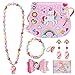 Hifot Unicornio Cuero Bolsos Bandolera Monedero para niñas, Gioielli Brillante Anillos Collares Pulseras Pelo Clip Pendientes Conjunto ,Juegos de rol Fiesta Accesorios Vestido Dress up Caja de Regalo
