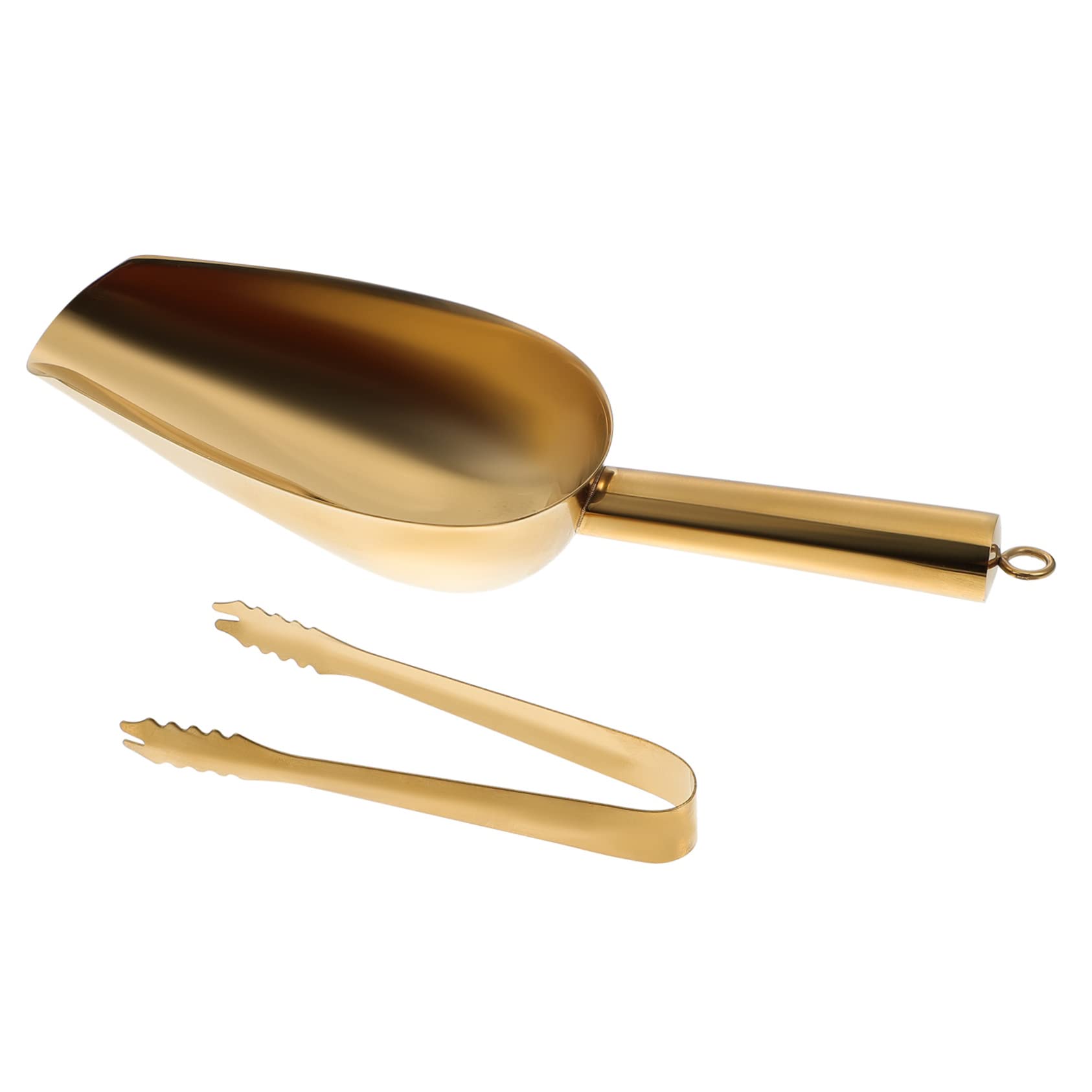 OFFSCH 1Set Stainless Steel Ice Scoop Tong for Home Bar Party Ice Cube Shovel with Comfortable to Clean for Flour Grain Storage Kitchen Utility Tool