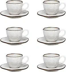 Conjunto de 6 Xícaras de cafezinho pequenas 75 ml com pires Ryo Maresias.