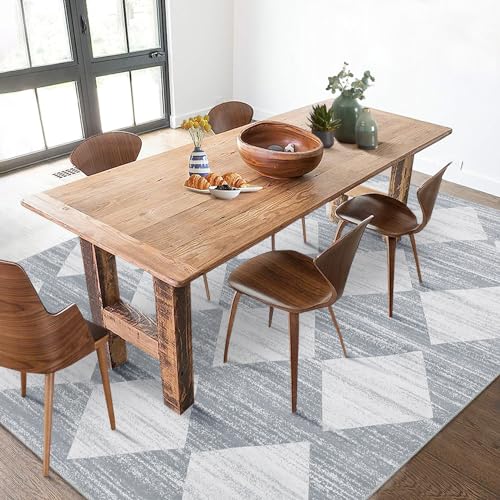 Tapete geométrico lavable de 5x7 pies color gris miniatura 7
