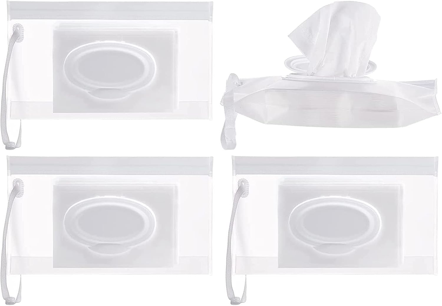 4 Pcs Wet Wipes Pouches Frosted,Baby Wet Wipe Pouch Container, Reusable
