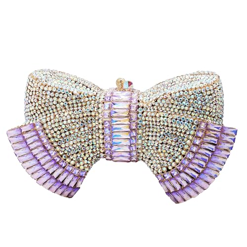 Image of RomanticDesign Women Sparkly Bowknot Evening Clutch Luxury Rhinestone Bride Purse Wedding Party Prom Banquet Handbag