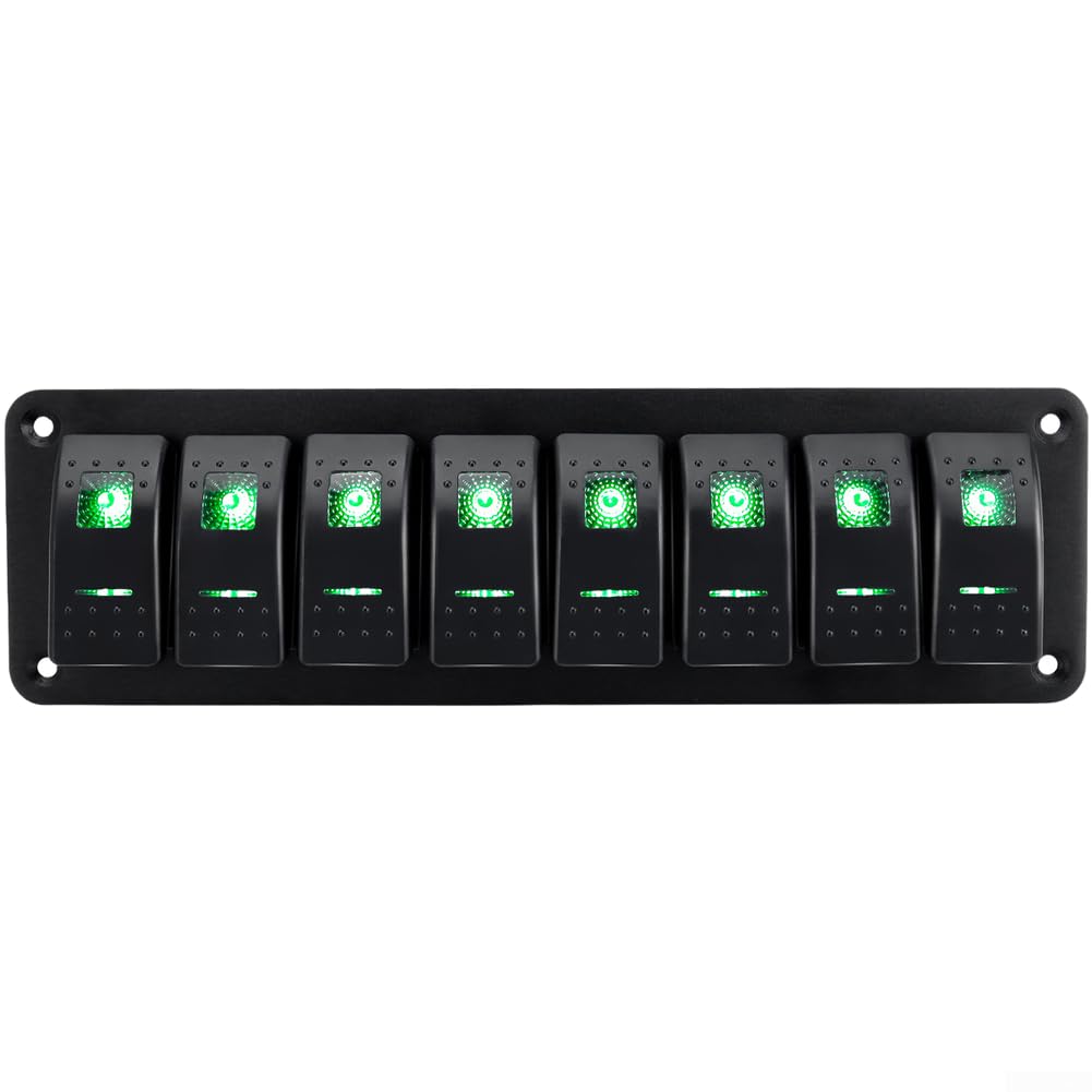 Panel de interruptor basculante de 12 V, pantalla de voltaje de 5 bandas, USB (8 personas)