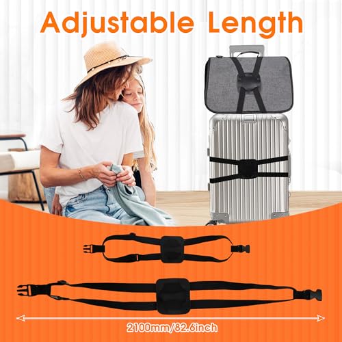 Image of Elastic Luggage Strap with Hooks, The Perfect Travel Must-Have Suitcases Companion, Ultimate Luggage Straps for Suitcases,Travel Must-Have for All Adventurers, Stretchable Luggage Straps(1Black)