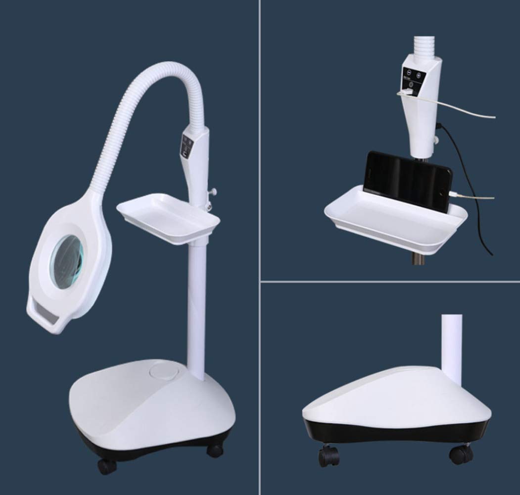 Lampada LED Da Pavimento Per Tatuaggi - Con Lente 8X, Altezza Regolabile, 120 LED, 5 Ruote - Focket - Foto 8