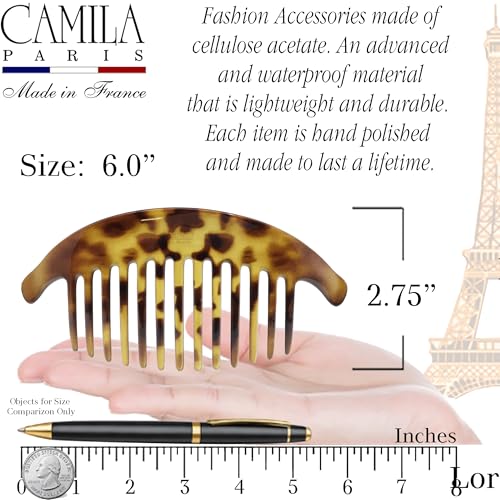 Image of Camila Paris CP2877 /2 French Hair Side Combs, Tokyo, Interlocking Combs French Twist Hair Combs, Strong Hold Hair Clips for Women Bun Chignon Up-Do, Styling Girls Hair Accessories, Made in France