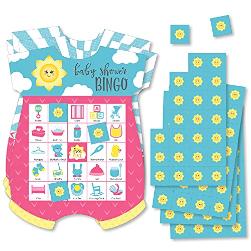 Big Dot of Happiness You Are My Sunshine - Picture Bingo Cards and Markers - Baby Shower Shaped Bingo Game - Set of 18