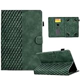 Universal Hülle für 7 Zoll, Premium Leder Smart Cover Retro Hülle mit [Kartensteckplatz] [Standfunktion], Grün