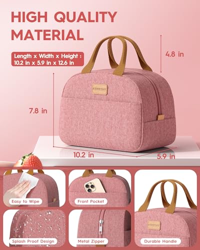 Image of KEMETHY Stainless Steel Lunch Box, 3 Compartment, Insulated, Airtight, Leak Proof, BPA Free (Pink)
