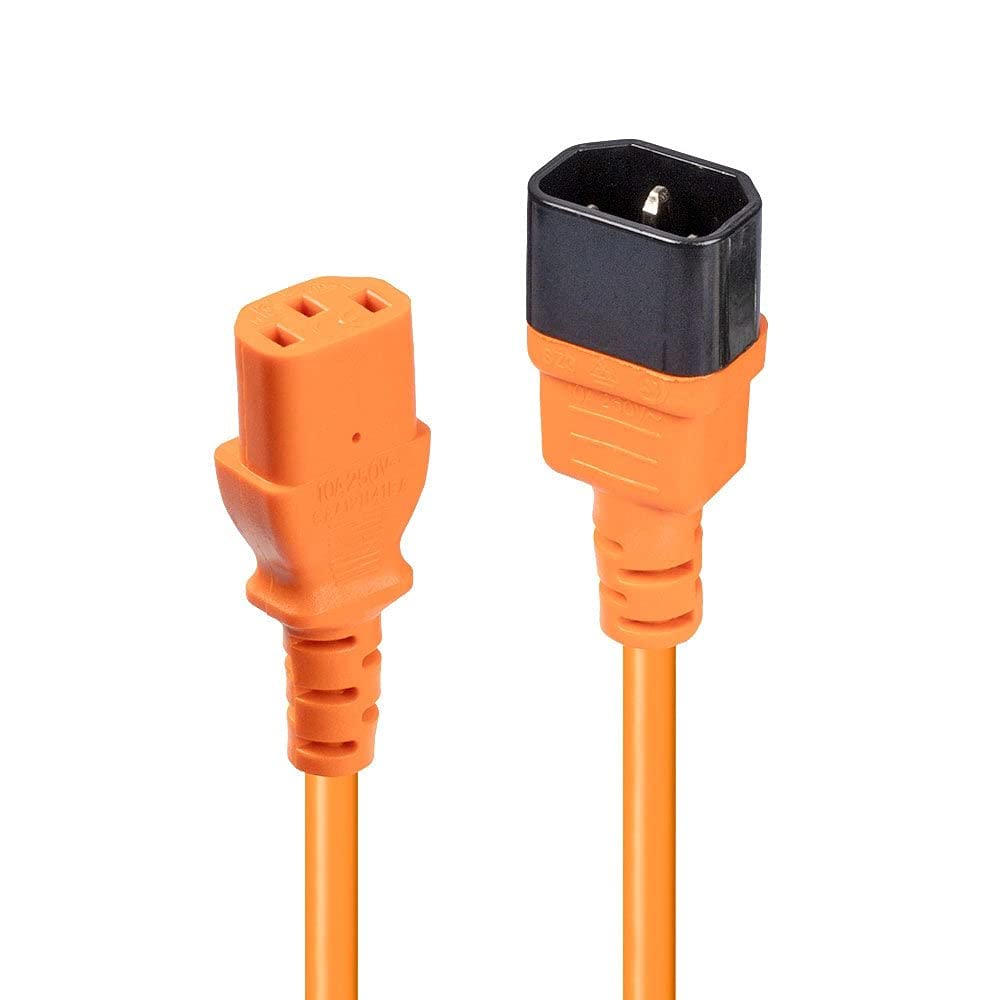 Lindy 0.5m IEC C14 to IEC C13 Extension Power Cable, Orange.