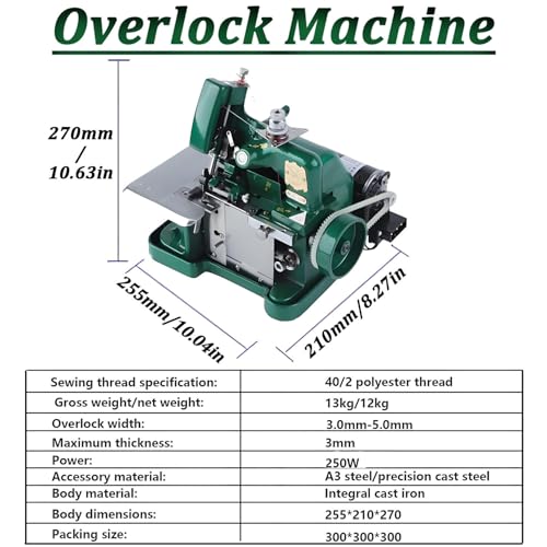 Máquina de Coser de overlock Industrial de Alta Velocidad, 3000 SPM con Dobladillo de 1 Paso: Hierro Fundido Ligero, reparación, Bordes Finos y tapicería