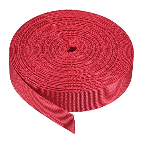 Image of MECCANIXITY Flat Nylon Webbing Strap 1 Inch 10 Yards Bright Red for Backpack, Luggage-rack