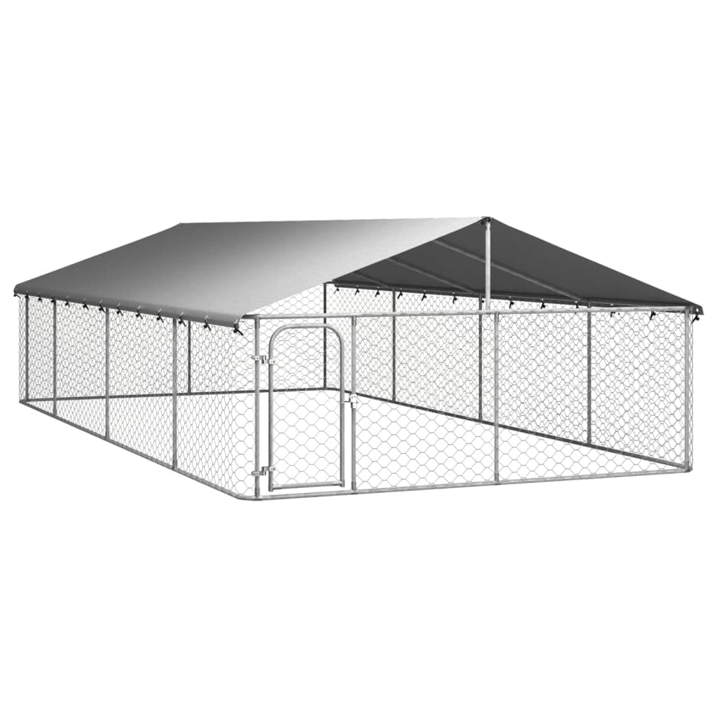 Chenil d'extérieur pour Chien, Enclos Niche Cage pour Chien Métal Chenil extérieur avec Toit 600x300x150 cm