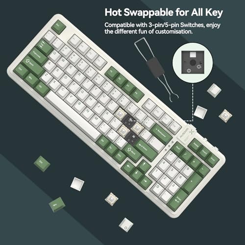 Image of AUSDOM 98Pro Wireless Mechanical Keyboard, Tri-Mode BT /2.4GHz /USB-C Hot Swappable Custom Gaming Keyboard with Backlit, Gasket Structure, Linear Switches for Windows /Mac /PC (Clicky Sound)