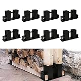 Tubiaz Holzstapelhilfe, 8er Set Schwarz Stabile Holz Stapelhilfe, Holzstapelhilfe Kaminholz Brennholz Kaminholzregal Brennholzstapelhilfe Stapelhilfe, Gestell Holz