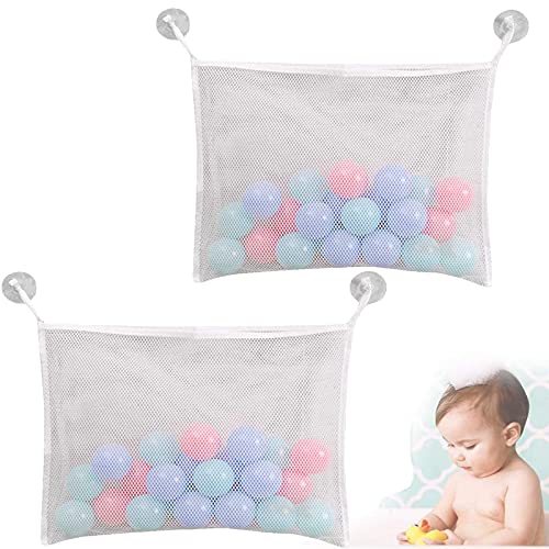 Filet Jouets Salle de Bain Jouet en Maille Filet sac de Rangement Ventouse pour Boîte de Rangement Jouet Utilisé dans les Jouets de Bain pour Bébé, le Shampoing et le Savon 2 pièces