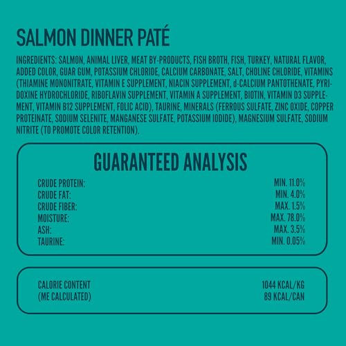 Image of A Strong Heart Canned Wet Cat Food, Salmon Dinner Pate - 3 oz Cans (Pack of 24), Made in The USA with Real Salmon