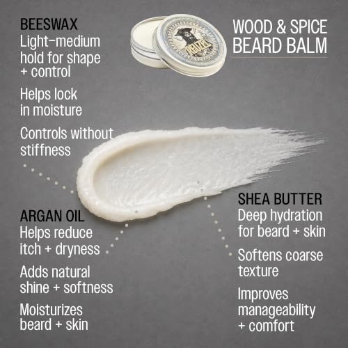 Reuzel Wood and Spice Beard Balm - All-In-One Treatment for a Fresh, Polished Beard - Conditioning, Sculpting, and Shaping Moisturizer with Shea Butter and Argan Oil - Woody Spice Fragrance - 35 g – vue 3