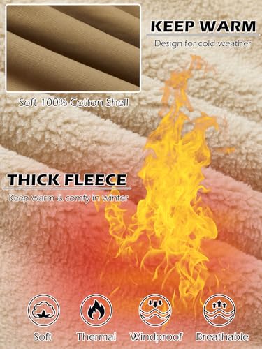 NAVEKULL Men's Warm Winter Jacket Thick Cotton Fleece Lined Work Coat Thermal Lapel Sherpa Cargo Trucker Jacket2
