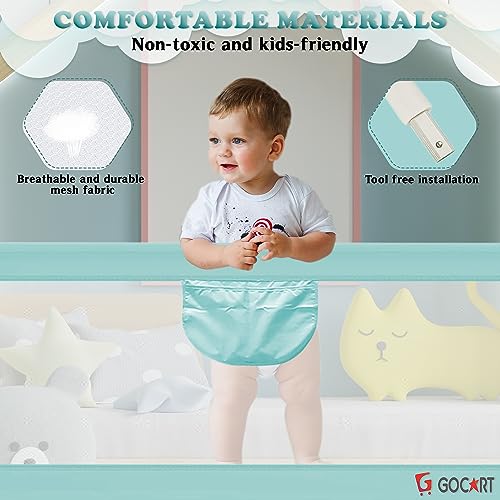 Image of GOCART WITH G LOGO Foldable Height Falling Protector Baby Safety Guard Rail (Blue, 5 FEET (Pack of 1))