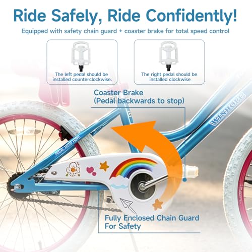Image of WinHope Girls Bike with Doll Seat, 12 14 16 18 20 Inch Kids Bike for 2-12 | Dual Brake with Training Wheels / Kickstand & Streamers Birthday Gift for Toddler Outdoor Riding, Multiple Colors
