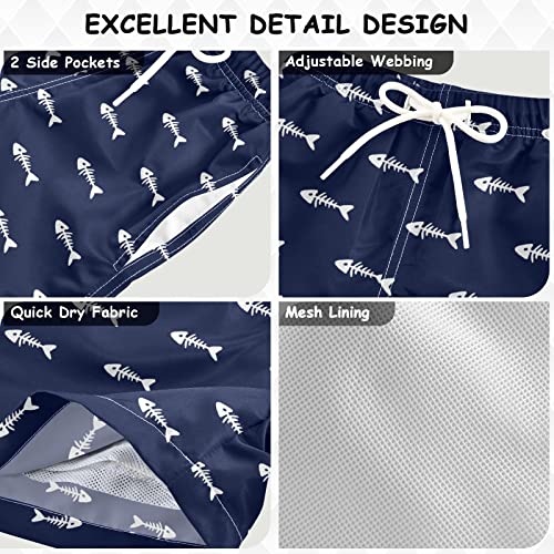 JUNZAN Father Son Matching Swim Trunks Fishes Bones Dad and Son Matching Swim Trunks for Men and Boy Board Shorts4