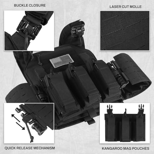Image of VOTAGOO Gear Tactical Vest, Quick Release Lightweight Airsoft Vest, Adjustable Weighted Vest for Outdoor Hunting Training