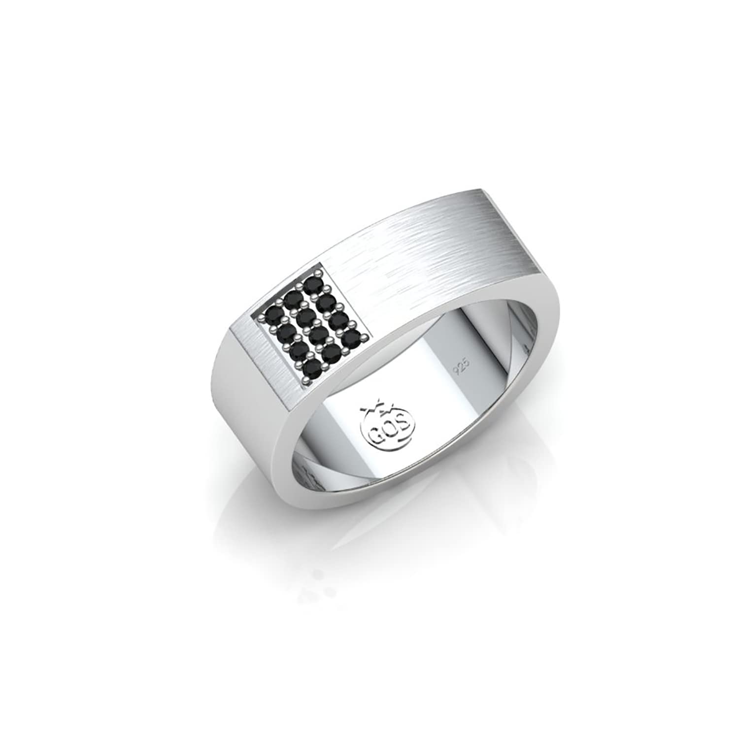 Gem O Sparkle Rowan Band, Pure Silver 925 Ring/Band With Natural Black Onyx, Brushed Finish Ring For Men/Boys (US 11/ IND 24) (B0BYN65PF5) Amazon Price History, Amazon Price Tracker
