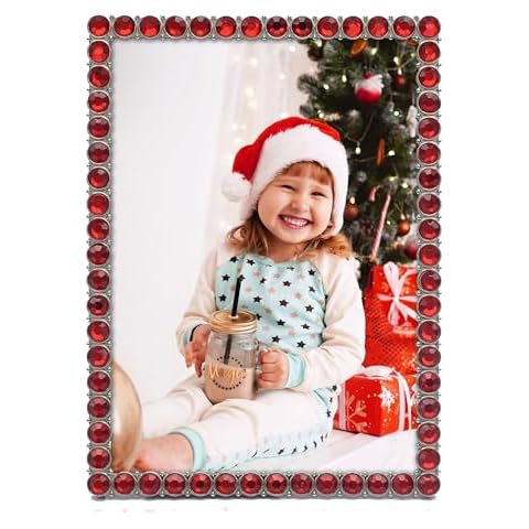 MIMOSA MOMENTS Christmas Picture Frame with Red Rhinestones Cover