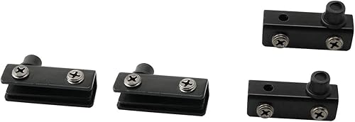 Miniatura 3 de 2 juegos de bisagra de pivote de puerta de vidrio niquelado abrazadera de vidrio accesorios de muebles, negro