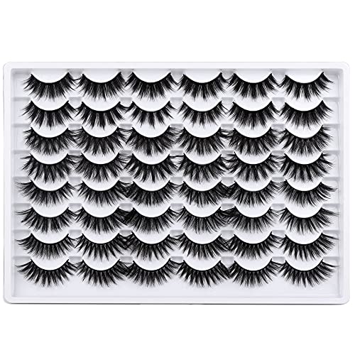 ALICE 24 Pairs Fluffy Long 3D Fake Eyelashes 4 Styles Dramatic Wholesale False Lashes Bulk Thick Crossed Strip Faux Mink Eye Lashes Pack
