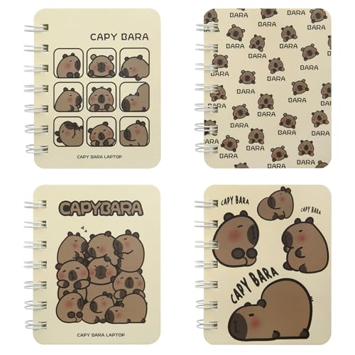 Lot de 4 carnets Capybara Geluode A7 compact pour étudiants