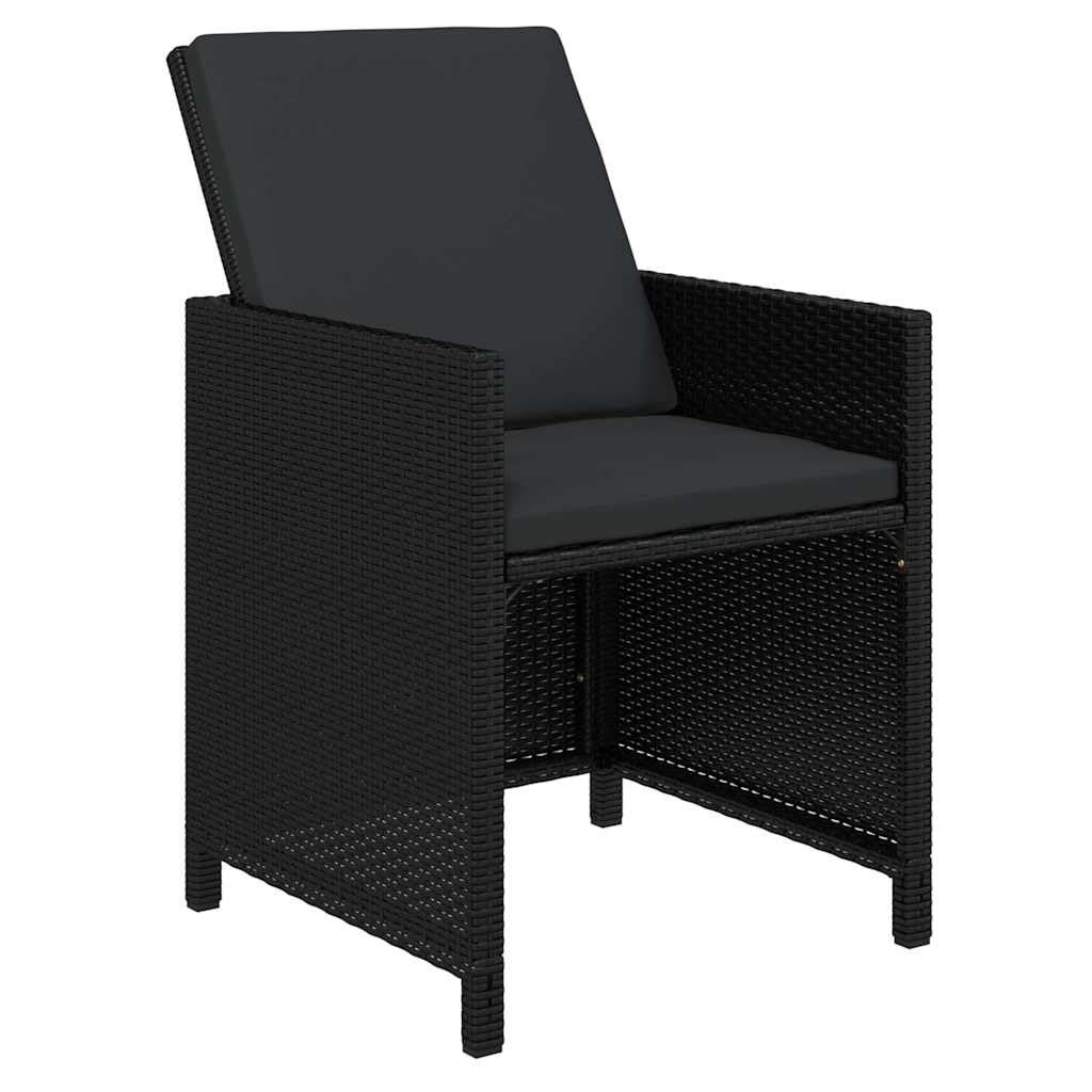 ACAGALA Conjunto de Muebles de Jardín 12 Sillas y Mesa de Ratán con Cristal, Comedor Exterior de Terraza con Cojines, Set para Patio y Jardín, Negro