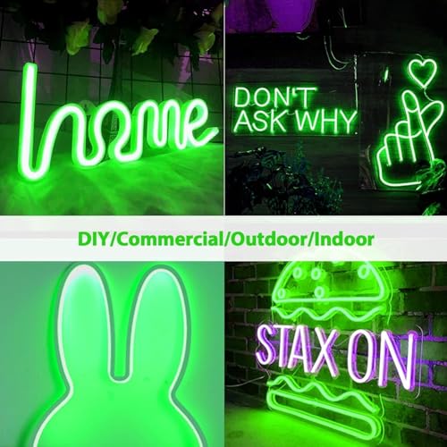 Image of 16.4 Feet LED Neon Strip Lights, with 12V Adapter, Waterproof IP65, Silicone Flexible Rope Light for Home Decor | Led Strip Lights | Neon Lights | 5 Meter | (Green)