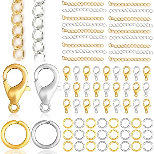 Schmuck-Verschlüsse Set – 100 Teile Inkl. Karabiner, Biegeringe & Quetschkalotten In Gold, Silber Oder Bronze