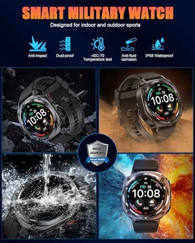 Smartwatch Herren, 1.45" AMOLED Smart Watch Herren mit Anrufe tätigen/Empfangen, 115+Sportmodi Fitnessuhr mit Herzfrequenz/Schrittzähler/Schlafmonitor, IP68 Wasserdicht Sportuhr, Geschenk für Ihn – Bild 4