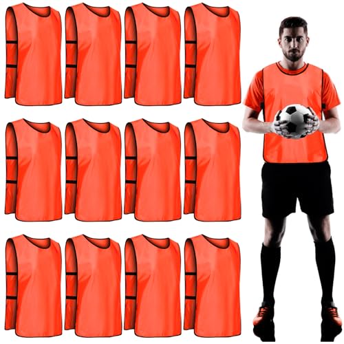GBKDQQ 12 canottiere da calcio per adulti, 47 x 70 cm, per allenamento da basket, sport in rete, unisex, per ragazzi e donne, colore arancione