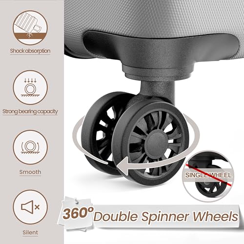 Image of AnyZip Luggage PC ABS Hardside Lightweight Suitcase with 4 Universal Wheels TSA Lock 20 24 28 Inch, Silver, 3 piece set (20 /24 /28), Fashion