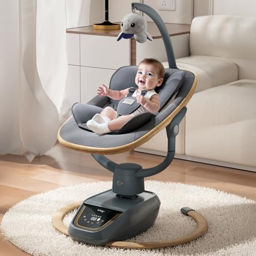 Image of Trimigo Baby Swing for Infant to Toddler, 180° Adjustable 3D Electric Baby Swing, Remote,5-Modes,4-Speed,3-Seat Height, 8 Melody, Newborn Swing,Infant Swing for Babies 0-12 Month (Girl and Boy)