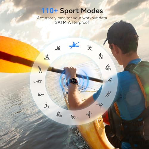 aeac Smart Watch for Men Women, AMOLED Ultra-Clear Screen Activity Trackers with Heart Rate/Sleep/SpO2 Monitor, Smartwatch for iPhone/Samsung/Android, 110+ Sport Modes 3 ATM Waterproof Fitness Watch - Image 5